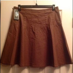 NWT Lauren Ralph Lauren Brown Fit And Flare Skirt Sz 12